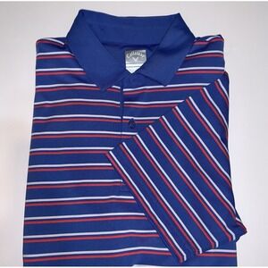 Calloway Blue Striped Golf Shirt Size‎ Large L Casual Preppy Y2K Polo Classic